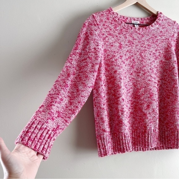L.L.Bean 100%‎ Cotton Pullover Knit Sweater in Marled Red White, Size Medium - Picture 6 of 8